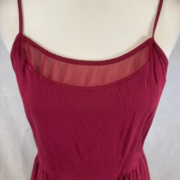 H&M Burgundy wine sheer lined sundress size medium - Picture 2 of 6